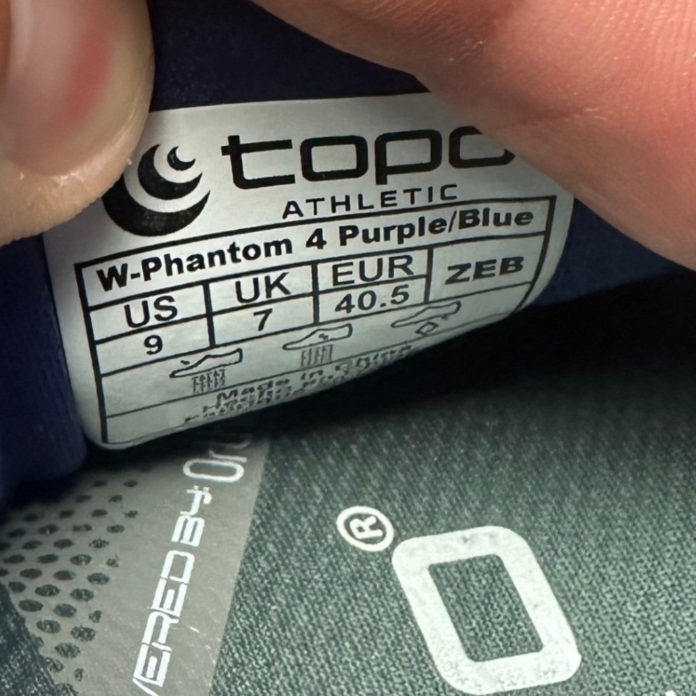 Topo Athletic Phantom 4 Purple Blue Gradient Running Shoes Womens 9 5mm Drop - Picture 11 of 12